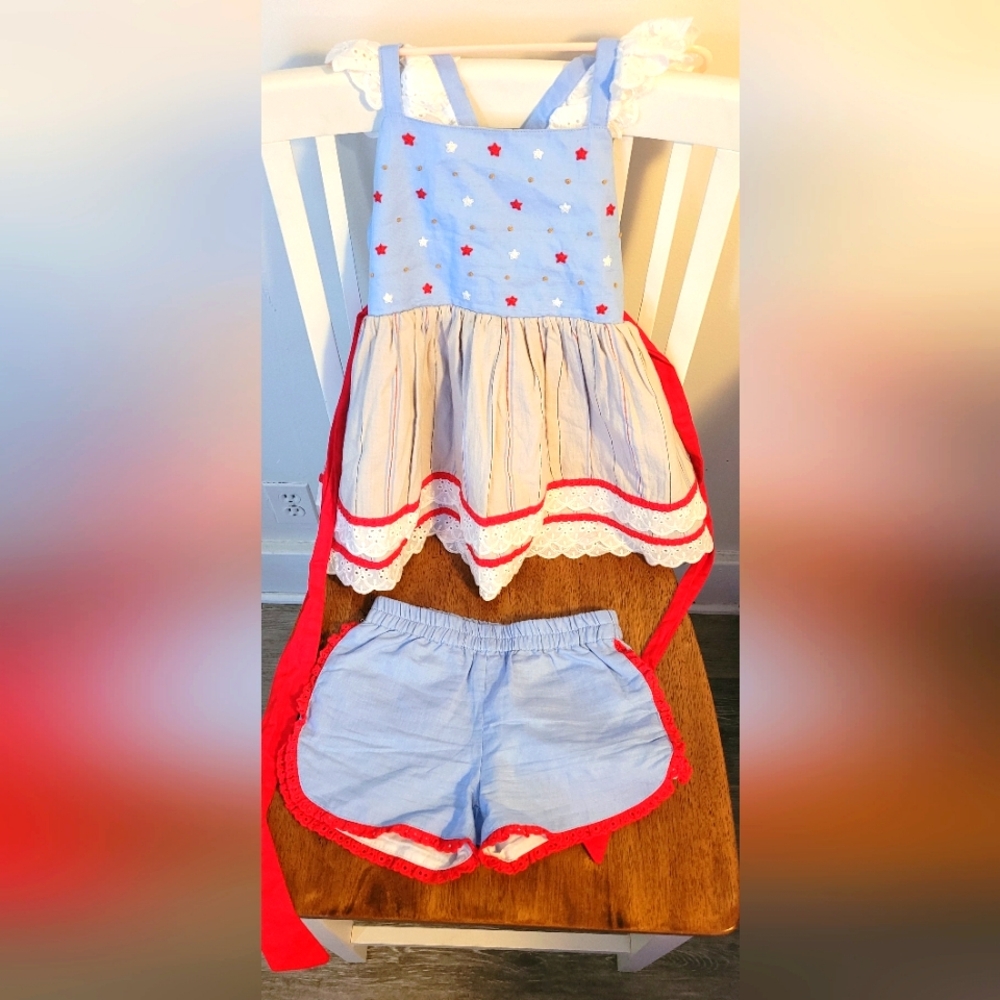 Love & Grow RWB 2pc Tunic Set Size 6Y. EUC